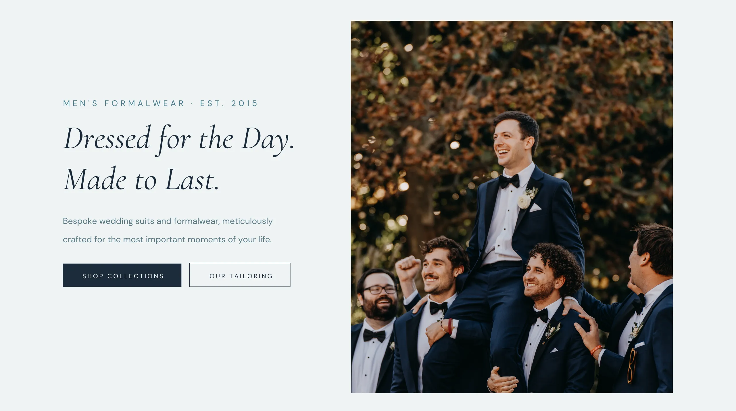 Men's Wedding Suits Canva Ecommerce Landing Page Template