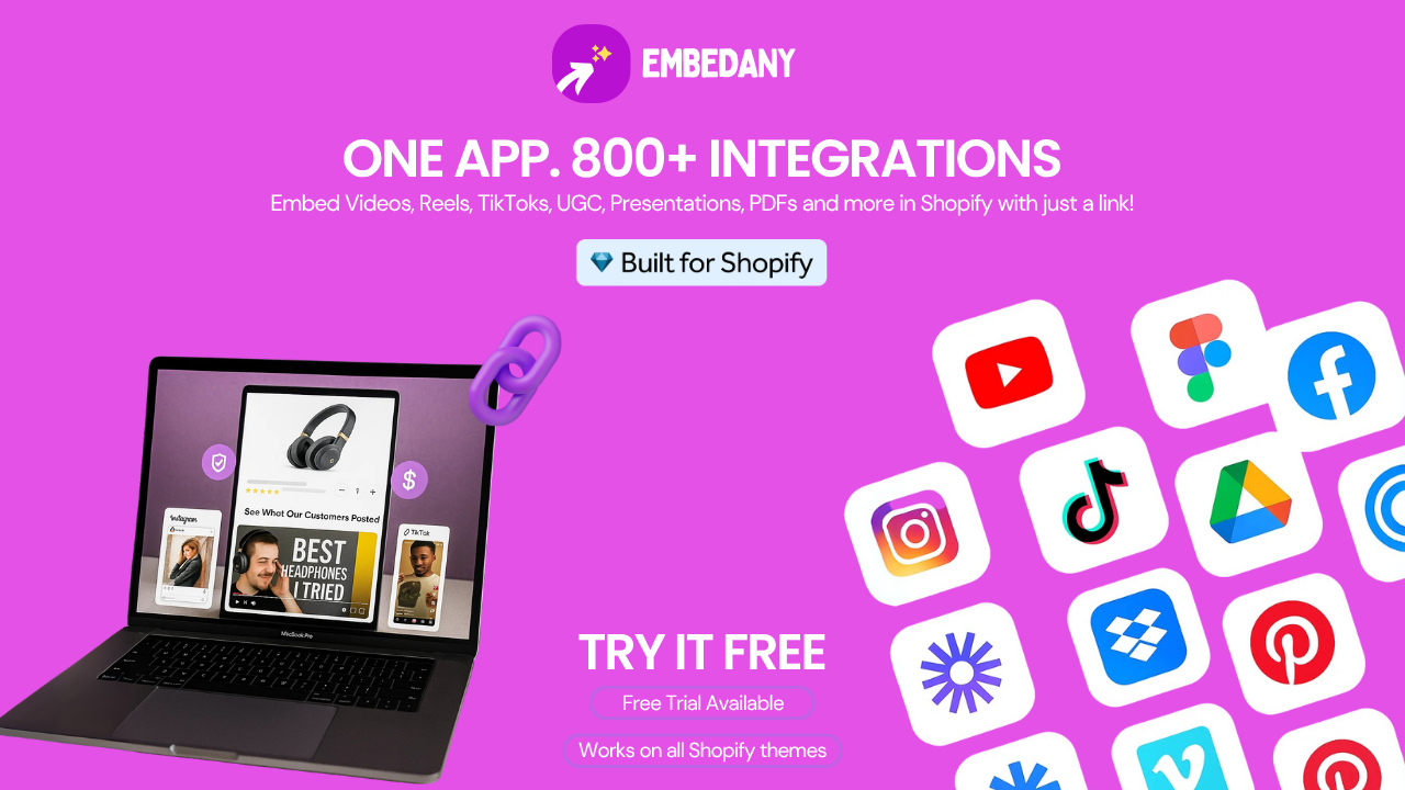 EmbedAny rich-media widget for a Shopify dropshipping store