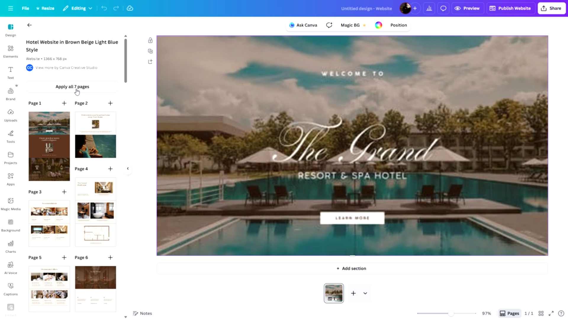 adding canva web pages
